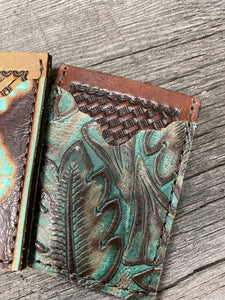 Tooled Card holder with embossed leather